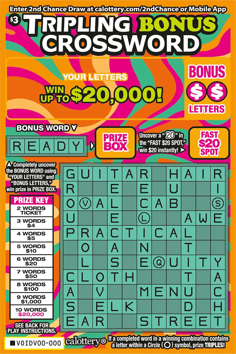 Tripling Bonus Crossword ticket