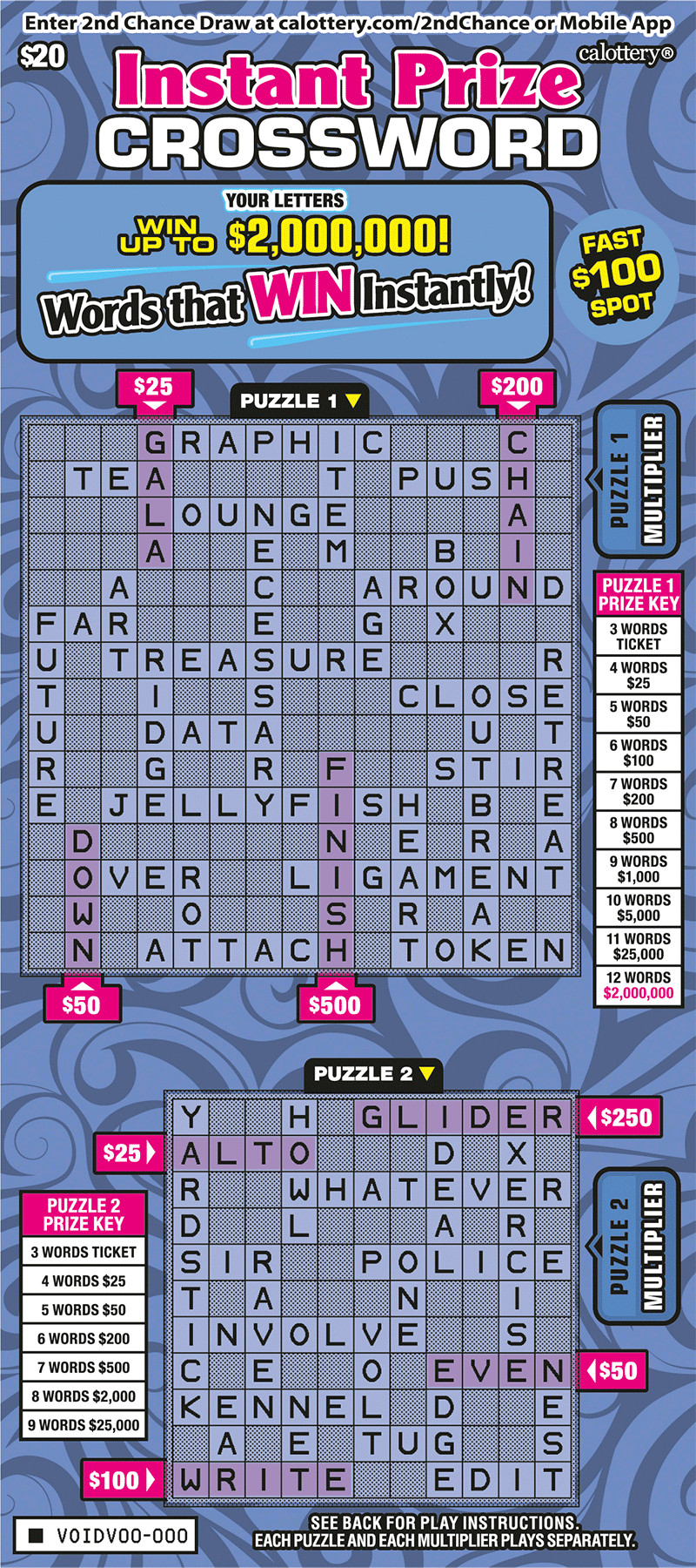 Instant Prize Crossword ticket