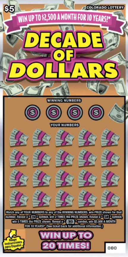 Decade of Dollars ticket