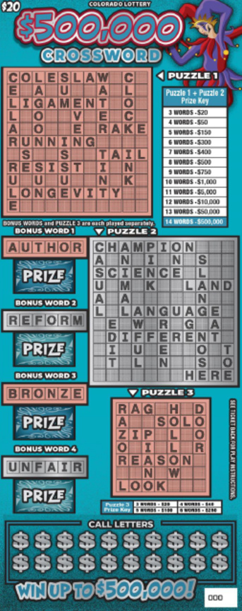 $500,000 Crossword ticket