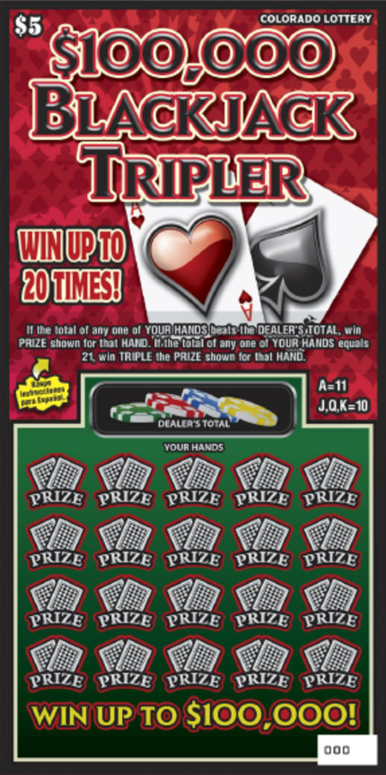 $100,000 Blackjack Tripler ticket