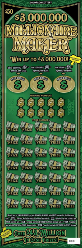 $3,000,000 Millionaire Maker ticket