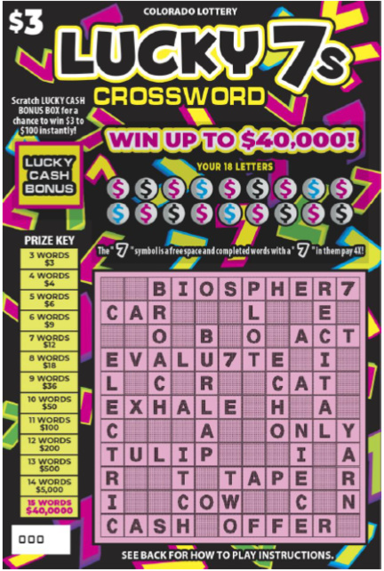 LUCKY 7s CROSSWORD ticket