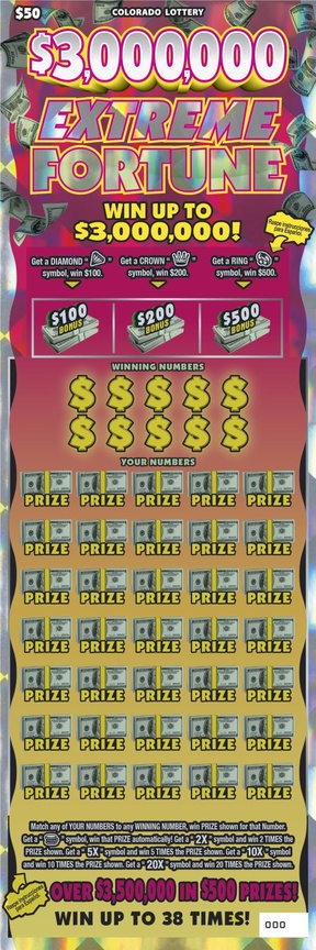$3,000,000 EXTREME FORTUNE ticket
