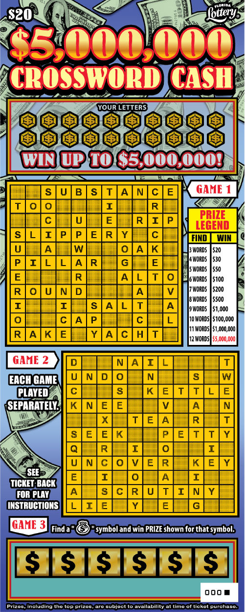 $5M CROSSWORD CASH ticket