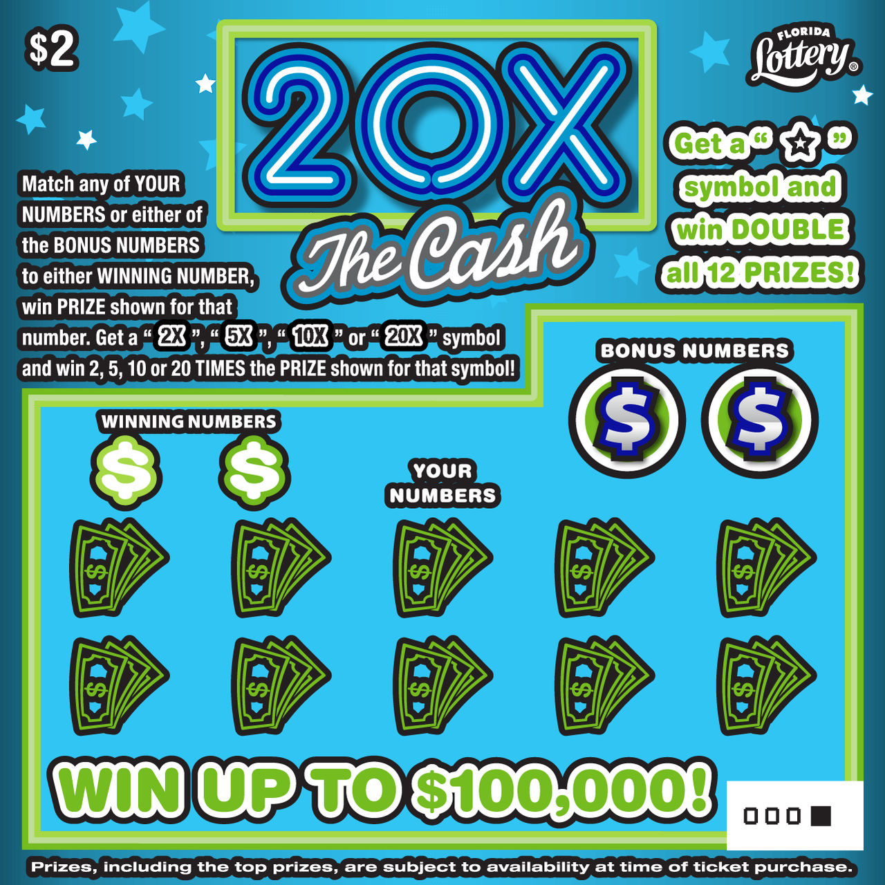 20X THE CASH ticket