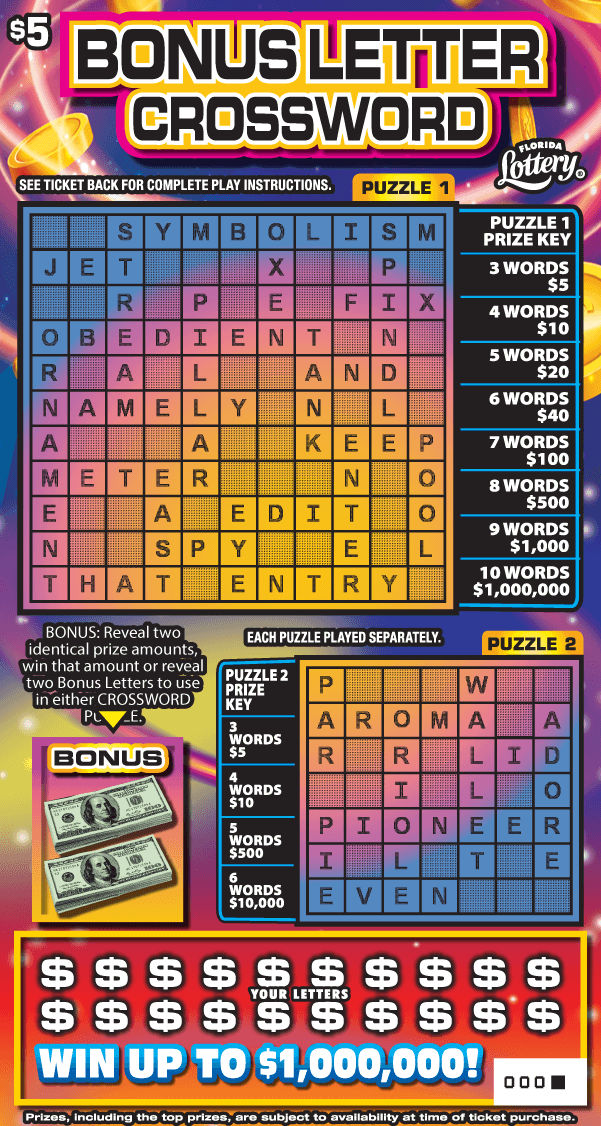 BONUS LETTER CROSSWORD ticket