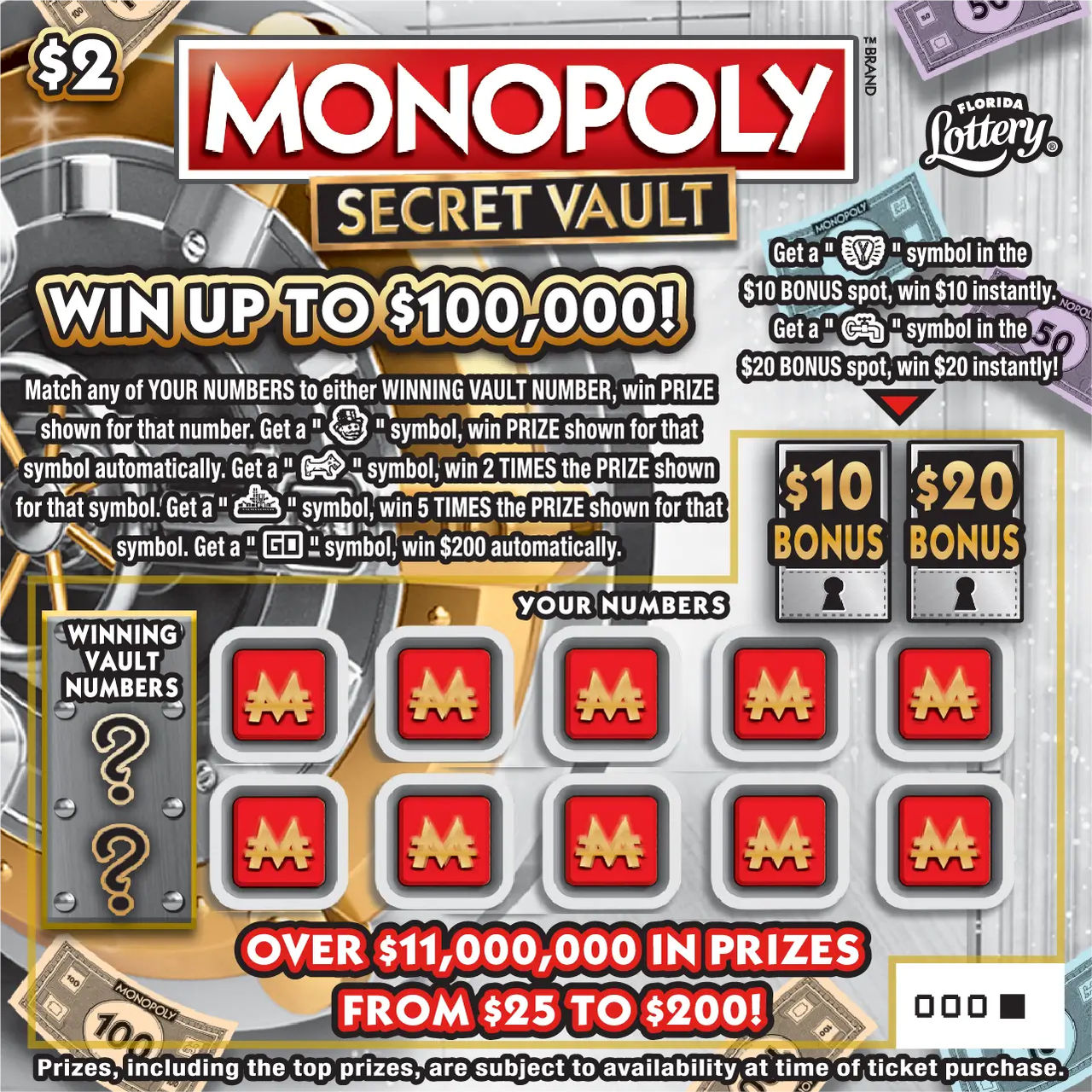 $2 MONOPOLY™ SECRET VAULT ticket