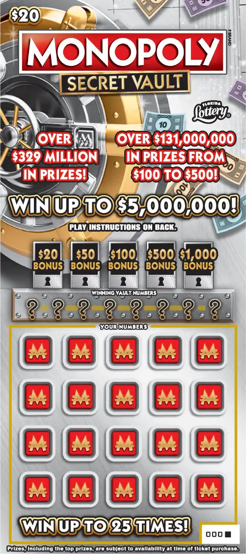 $20 MONOPOLY™ SECRET VAULT ticket