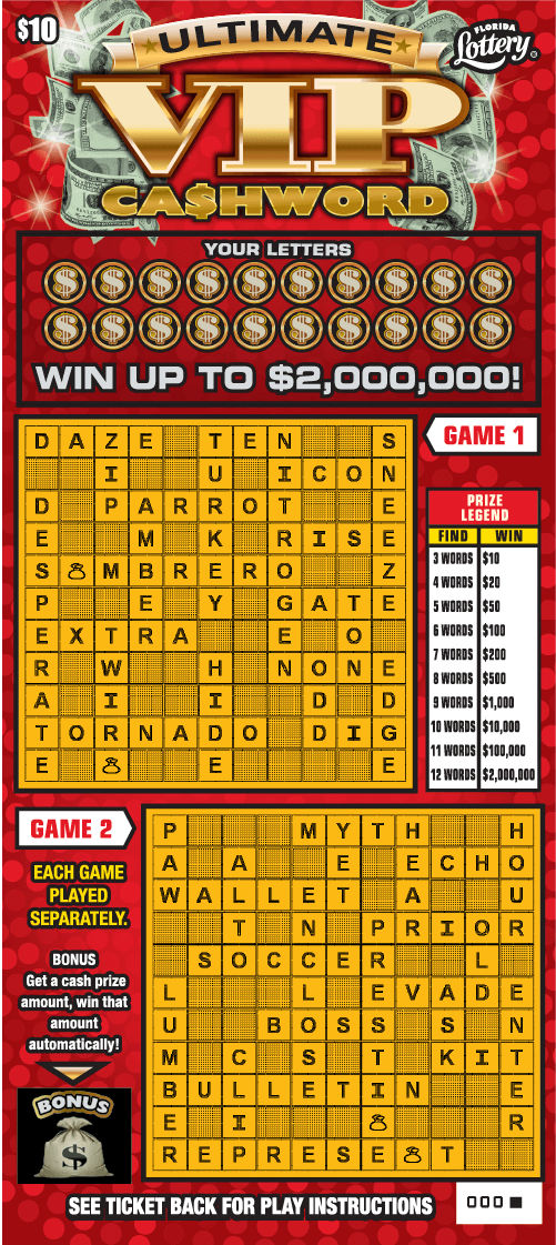 ULTIMATE VIP CASHWORD ticket