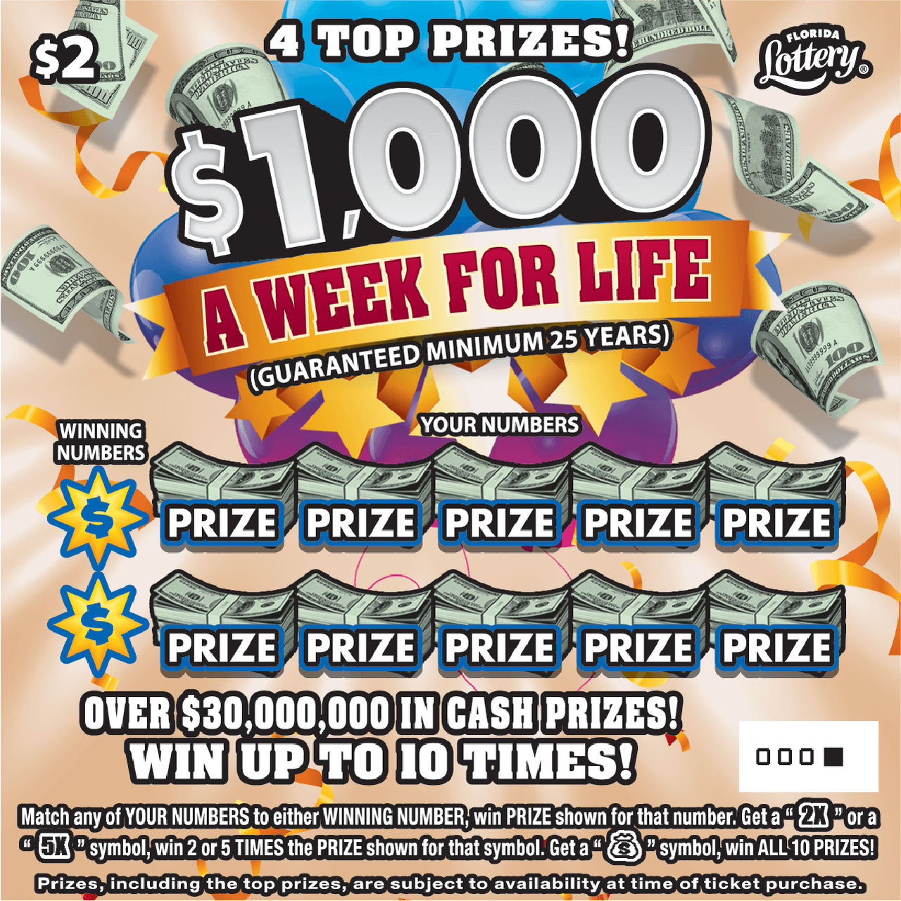 $1,000 A WEEK FOR LIFE ticket