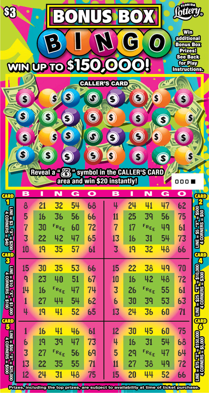 BONUS BOX BINGO ticket
