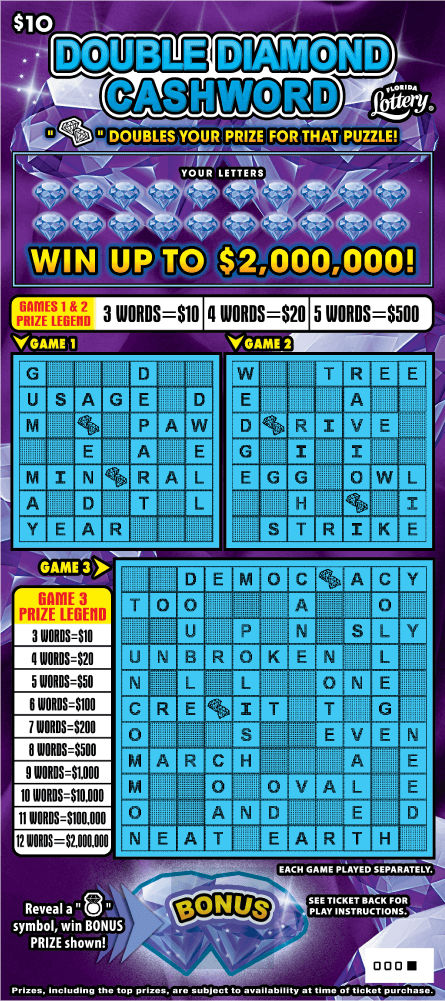 DOUBLE DIAMOND CASHWORD ticket
