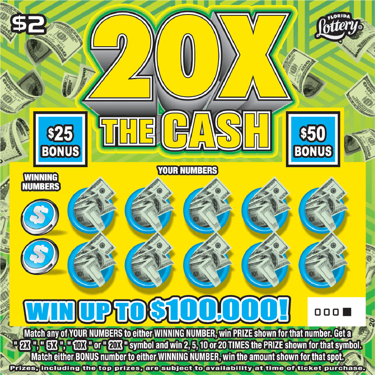 20X THE CASH ticket