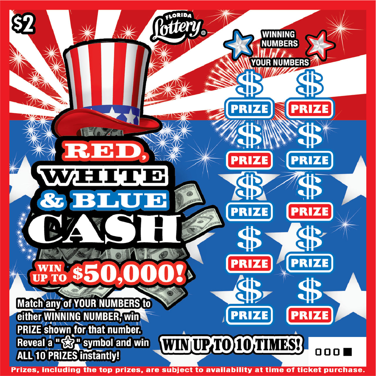 RED, WHITE & BLUE CASH ticket