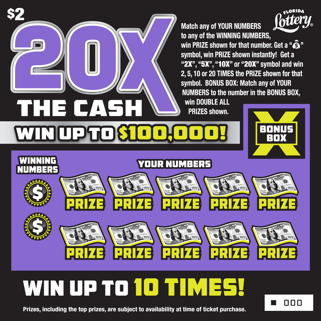 20X THE CASH ticket