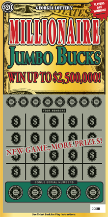 Millionaire Jumbo Bucks ticket