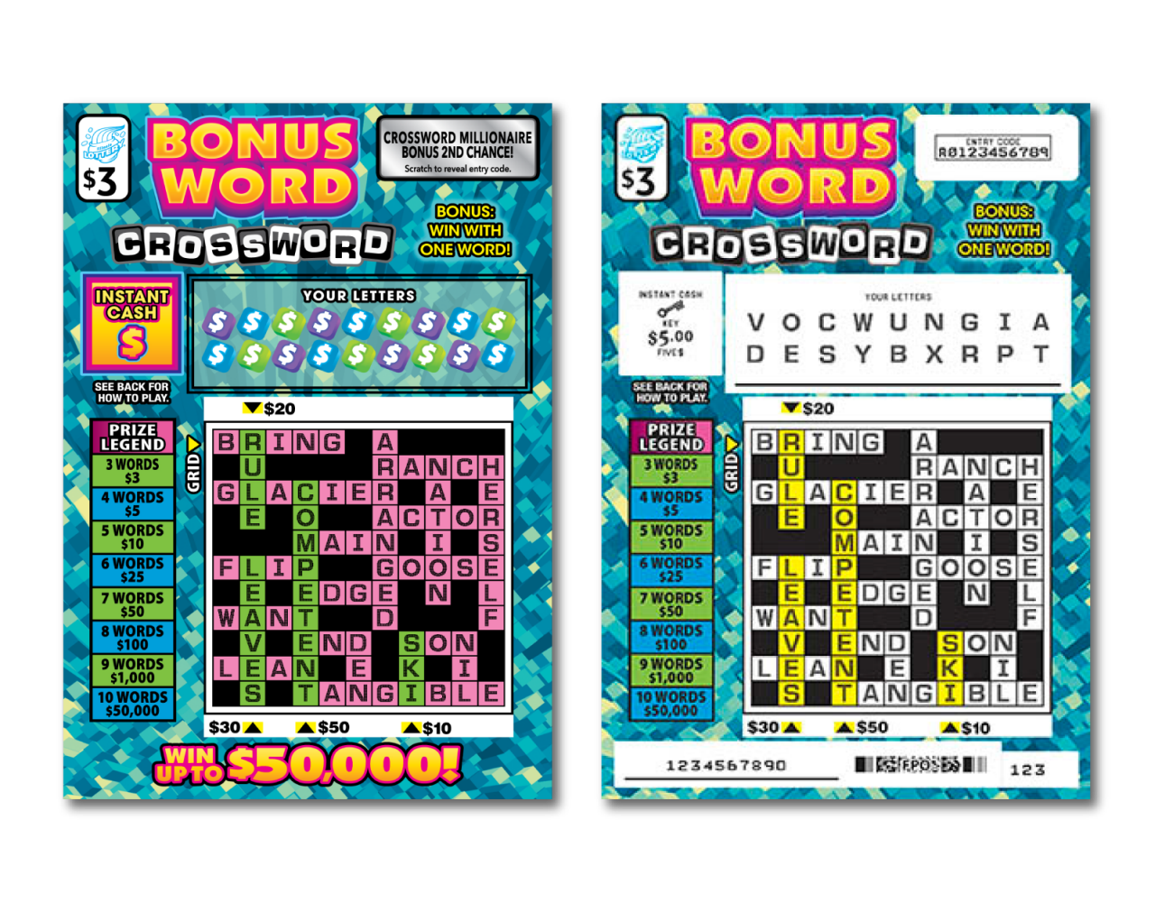 Bonus Word Crossword ticket