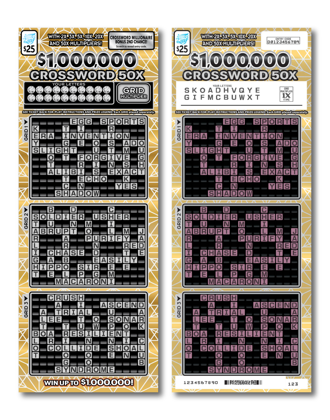 $1,000,000 Crossword 50X ticket