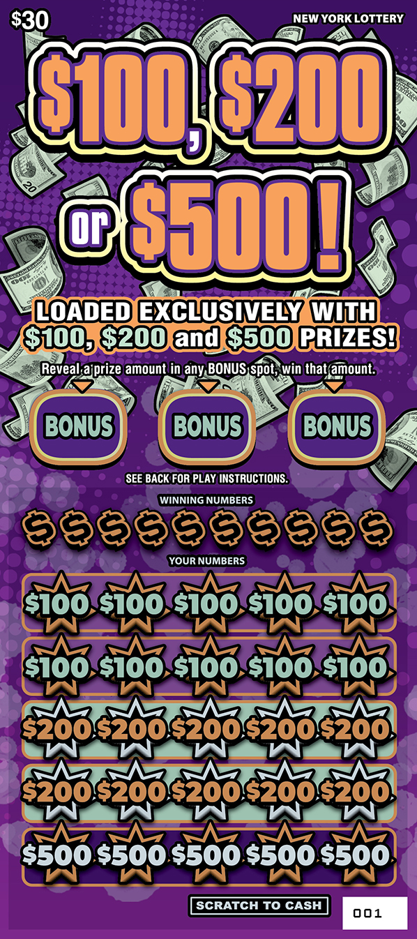 $100, $200 0R $500 ticket