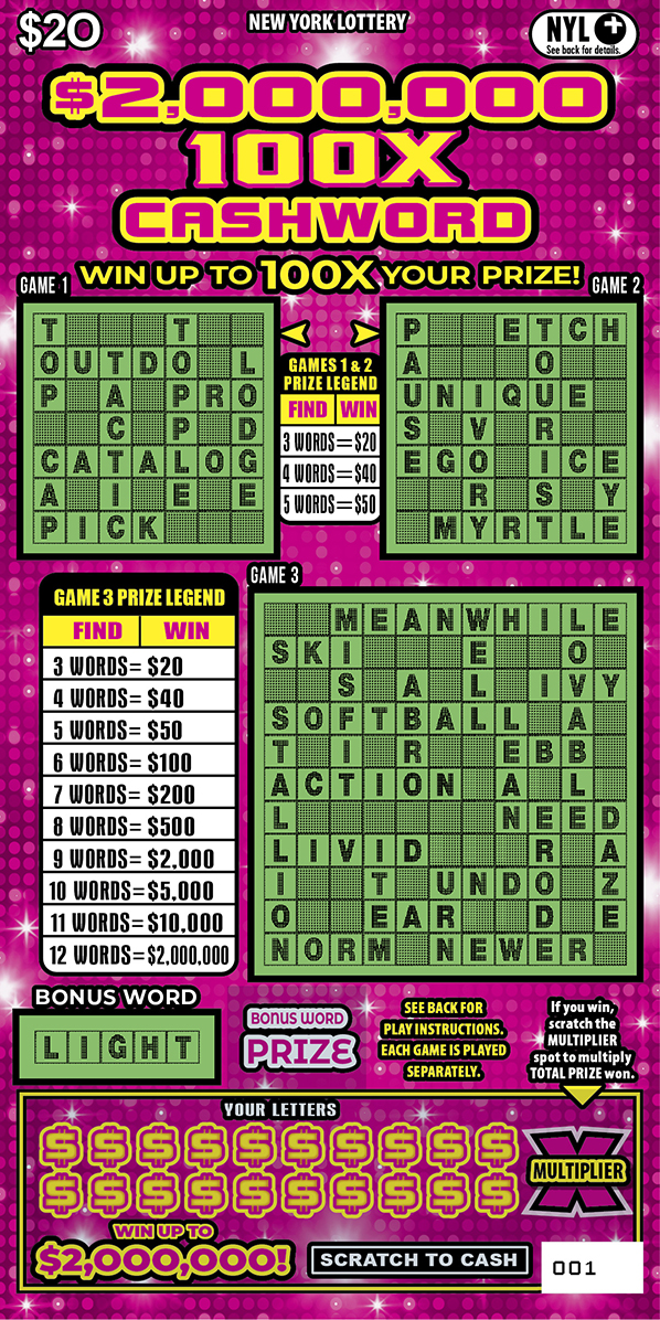 $2,000,000 100X CASHWORD ticket