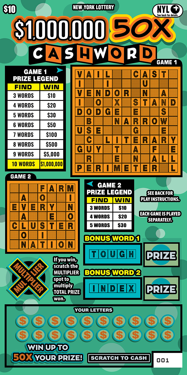 $1,000,000 50X CASHWORD ticket