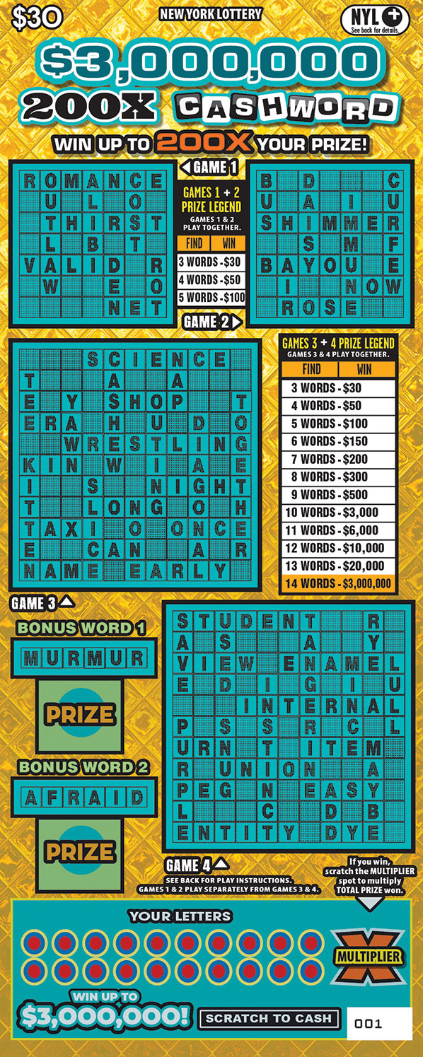 $3,000,000 200X CASHWORD ticket