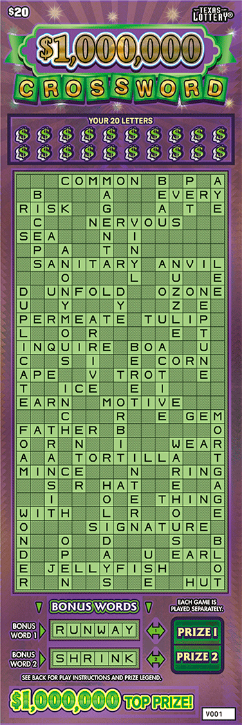 $1,000,000 CROSSWORD ticket