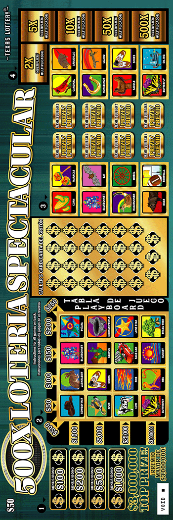 500X Loteria Spectacular ticket