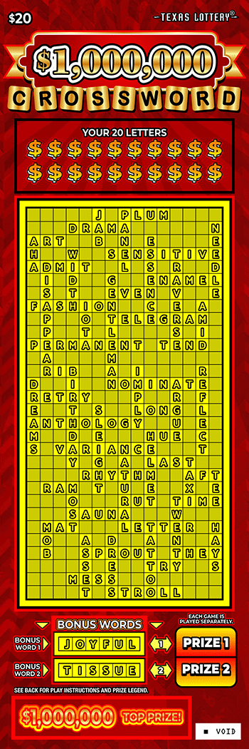 $1,000,000 Crossword ticket