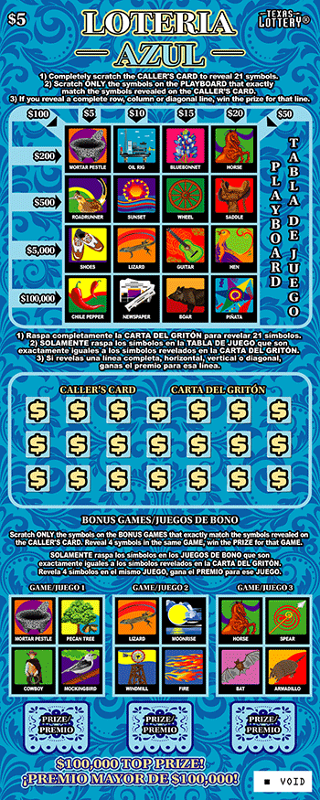 Loteria Azul ticket